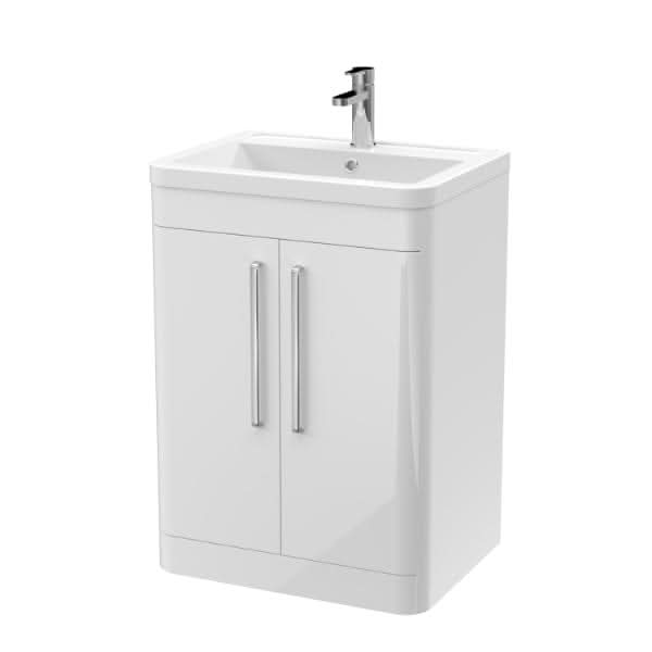 Nuie Parade 2 Door Floorstanding Vanity Unit With Ceramic Basin 600mm Wide