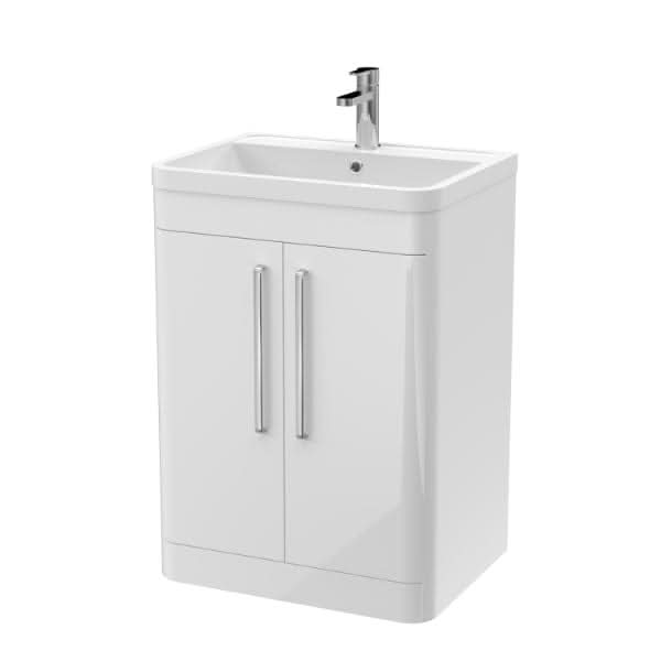 Nuie Parade 2 Door Floorstanding Vanity Unit With Polymarble Basin 600mm Wide