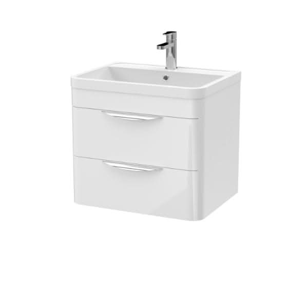 Nuie Parade 2 Drawer Wall Hung Vanity Unit With Polymarble Basin 600mm Wide