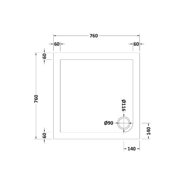 Nuie Pearlstone Square Shower Tray - White