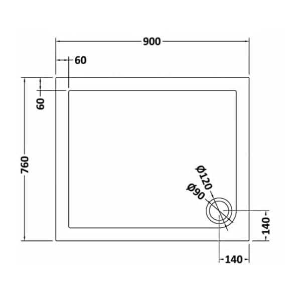 Nuie Rectangular Shower Tray - Slate Grey