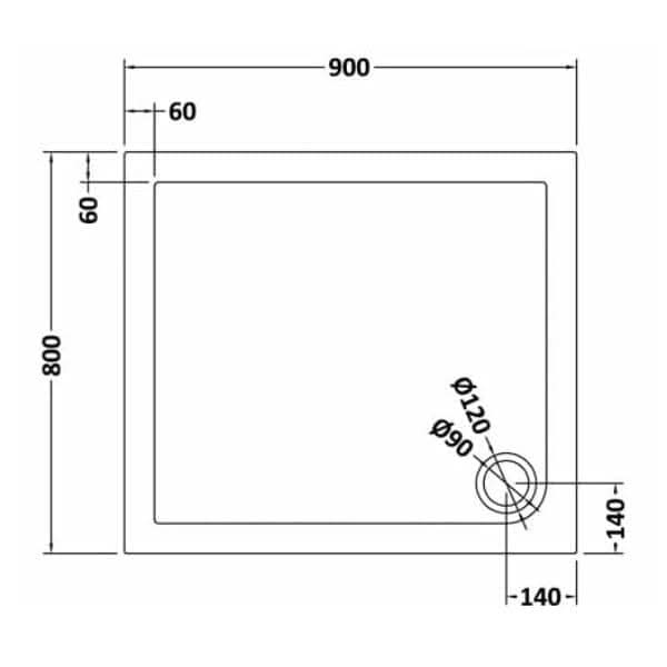 Nuie Rectangular Shower Tray - Slate Grey
