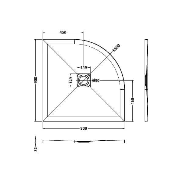 Nuie Slimline Quadrant Shower Tray