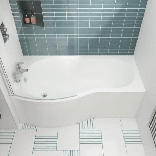 Nuie Square B Shape Shower Bath - White
