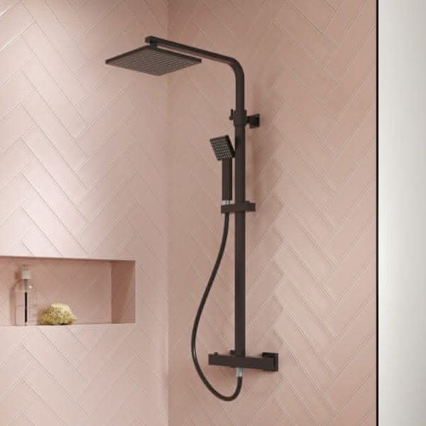 Nuie Square Bar Shower Valve With Kit And Fixed Head