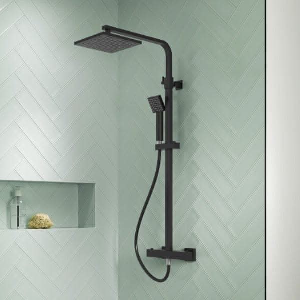 Nuie Square Bar Shower Valve With Kit And Fixed Head