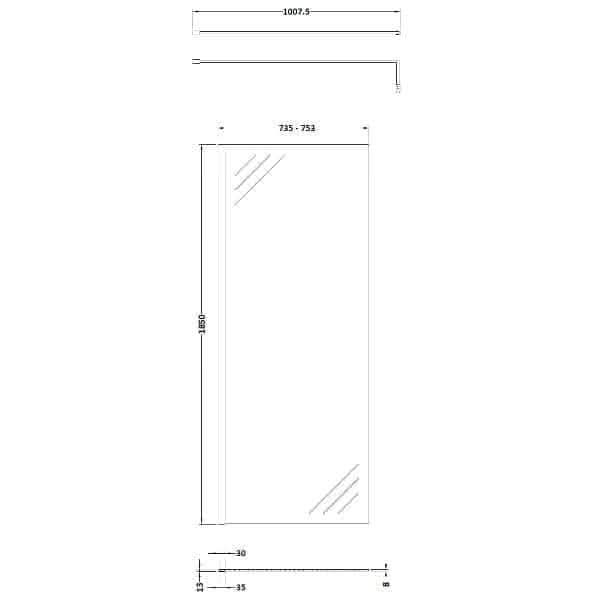 Nuie Wetroom Screen And Support Bar