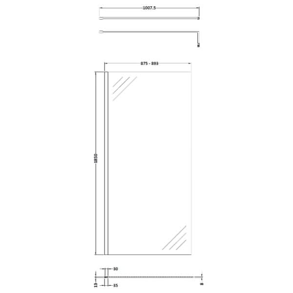 Nuie Wetroom Screen And Support Bar