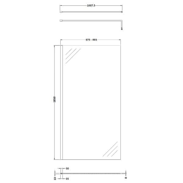 Nuie Wetroom Screen And Support Bar