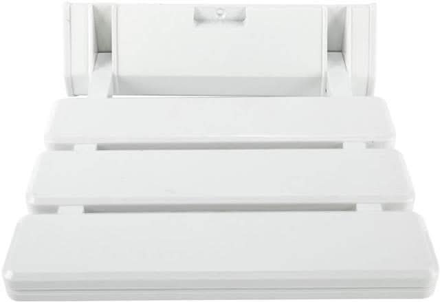iBathUK Senda Folding Shower Seat Wall Mounted, Fold Up Shower Stool, Shower Chair Foldable Bathroom Stool for Elderly, White