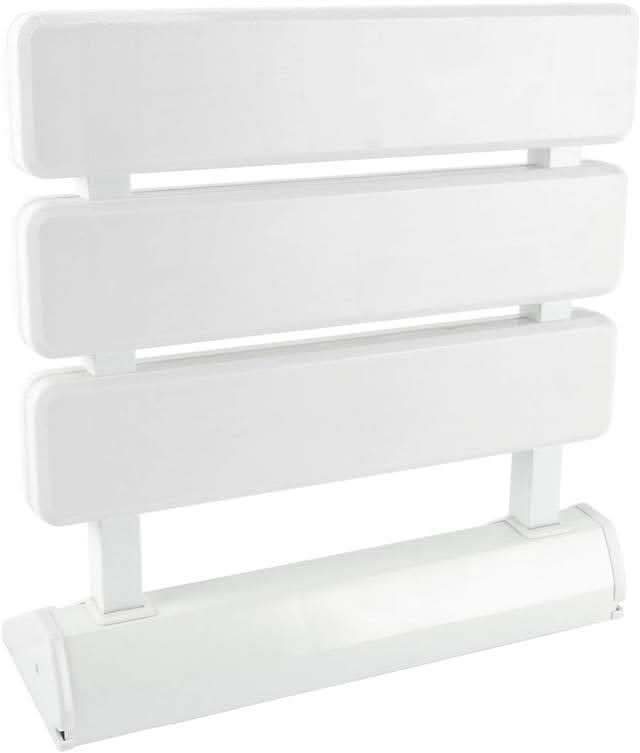 iBathUK Senda Folding Shower Seat Wall Mounted, Fold Up Shower Stool, Shower Chair Foldable Bathroom Stool for Elderly, White