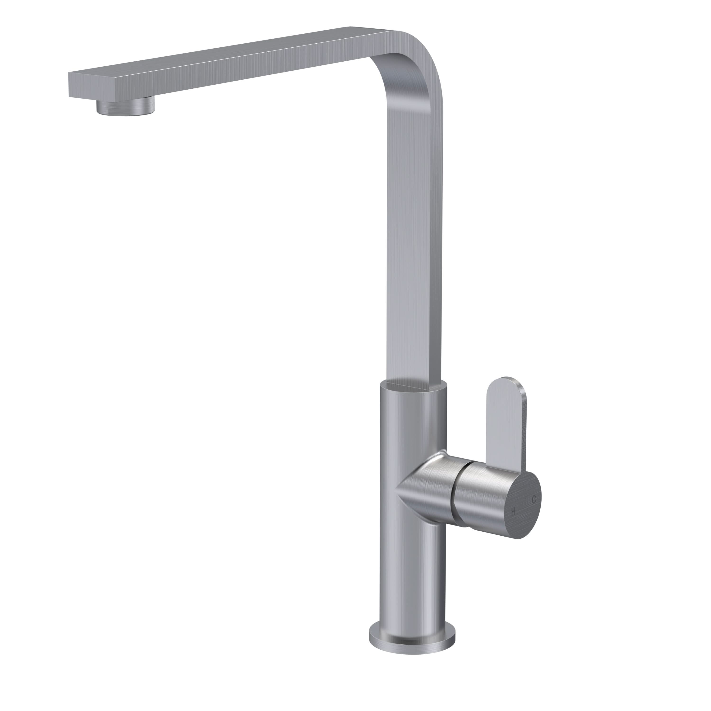 Nuie Churni Mono Single Lever Brushed Nickel Kitchen Taps, Deck Mounted Tap Mixer for Kitchen, Best Kitchen Taps Made with High Quality Brass Internals, Taditional Kitchen Sink Taps