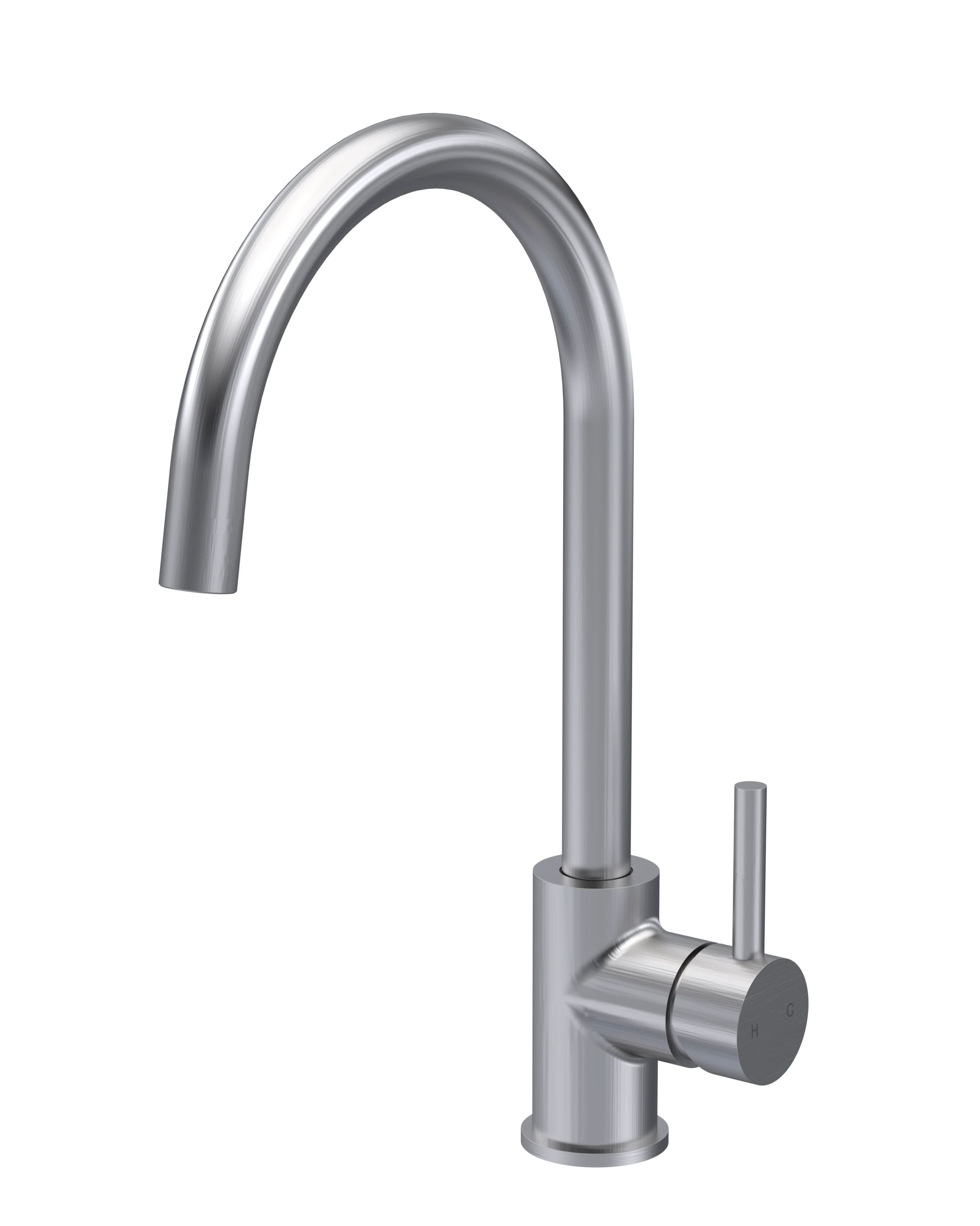 Nuie Lachen Mono Single Lever Brushed Nickel Kitchen Tap, Deck Mounted Kitchen Sink Taps, Best Traditional Kitchen Taps, Swivel Spout Kitchen Sink Mixer Tap