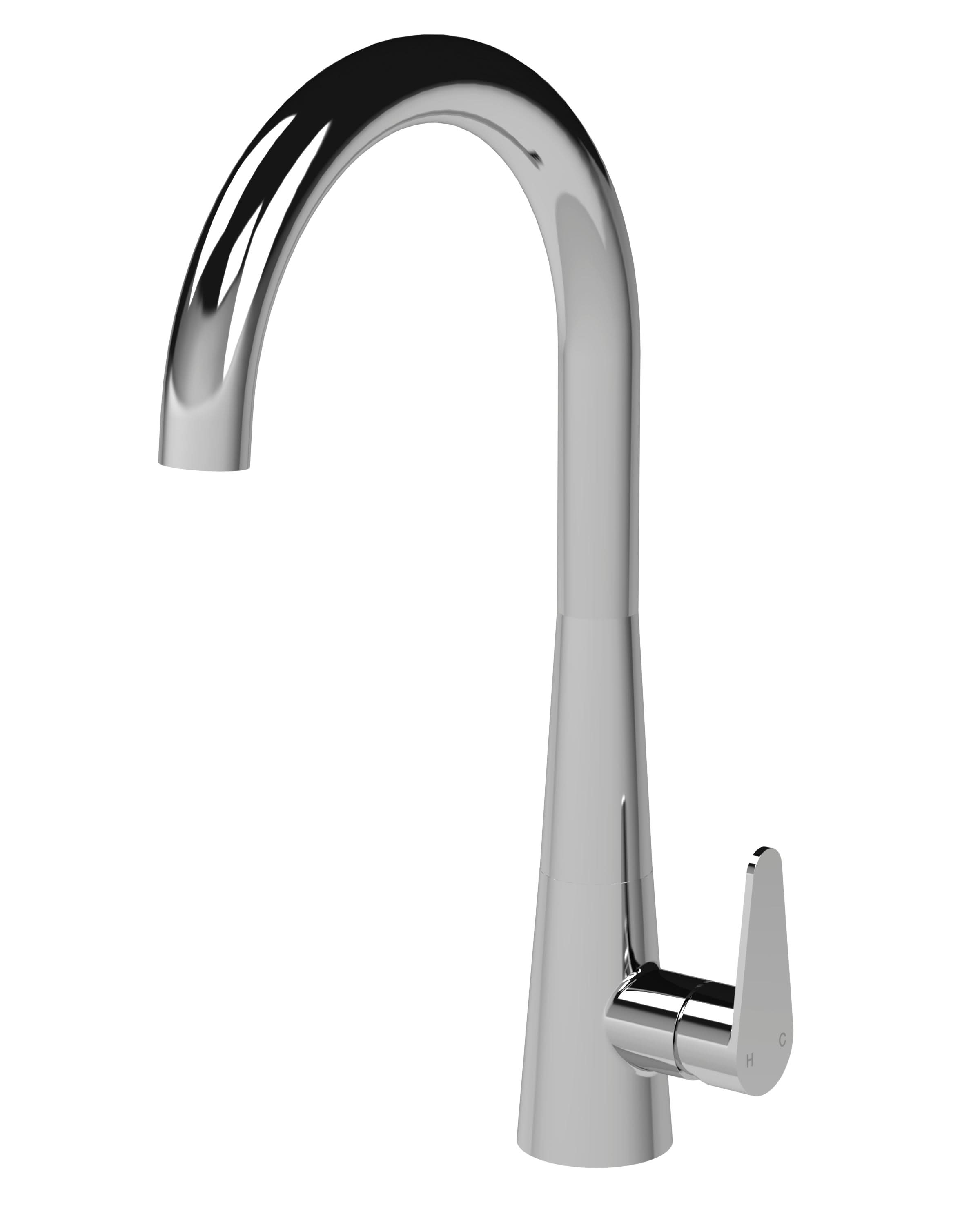 Nuie Sameer Mono Single Lever Chrome Finished Kitchen Sink Taps, Deck Mounted Swivel Spout Kitchen Taps with Pop-Up Waste, Traditional Design Best Kitchen Taps