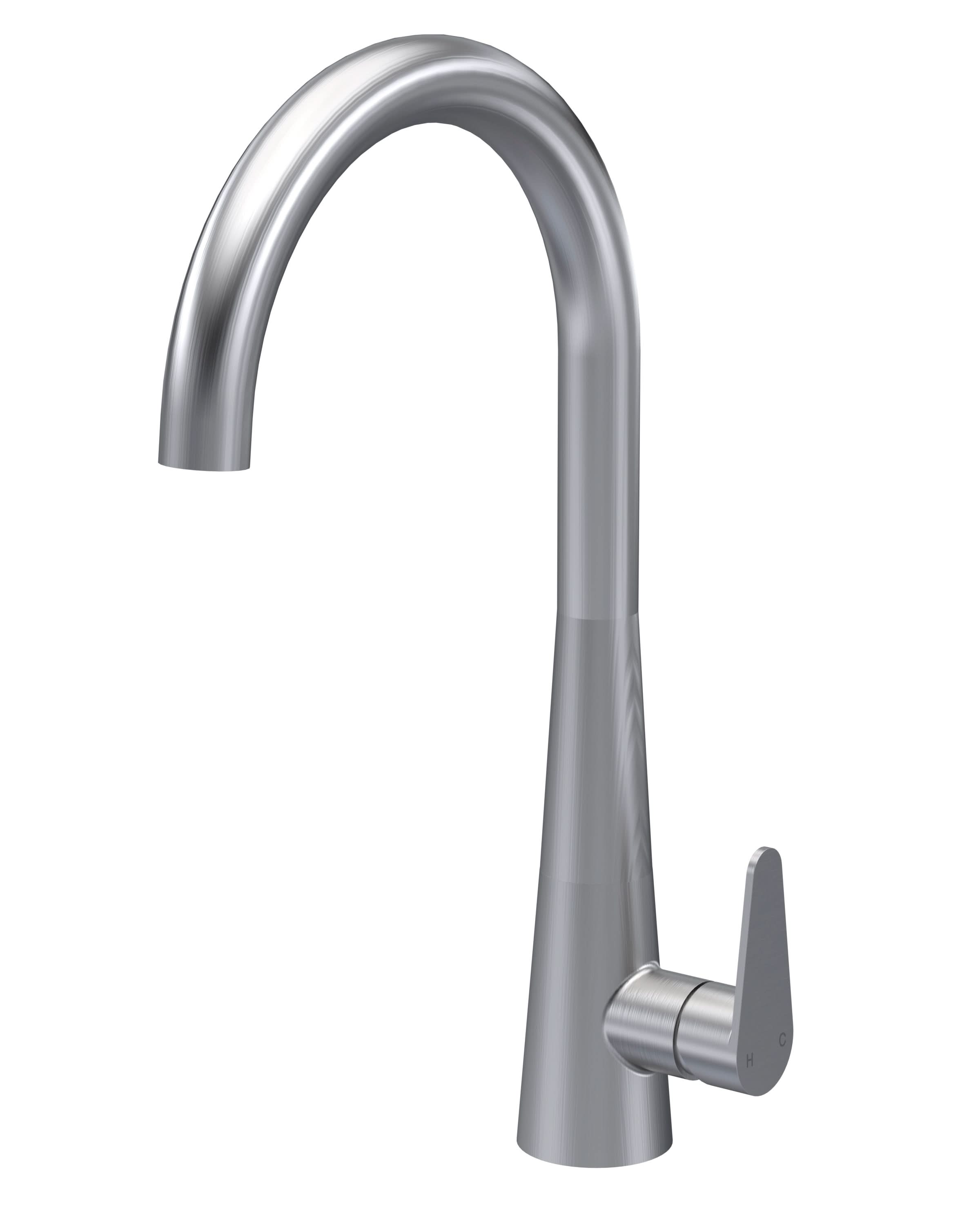 Nuie Sameer Mono Single Lever Brushed Nickel Finished Kitchen Sink Taps, Deck Mounted Swivel Spout Kitchen Taps with Pop-Up Waste, Traditional Design Best Kitchen Taps