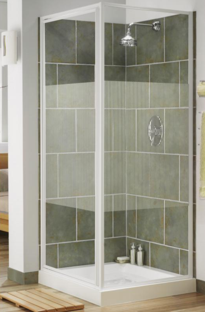 AQUALUX 3mm Pivot Door & Side Panel - 760mm - With Tray & Waste