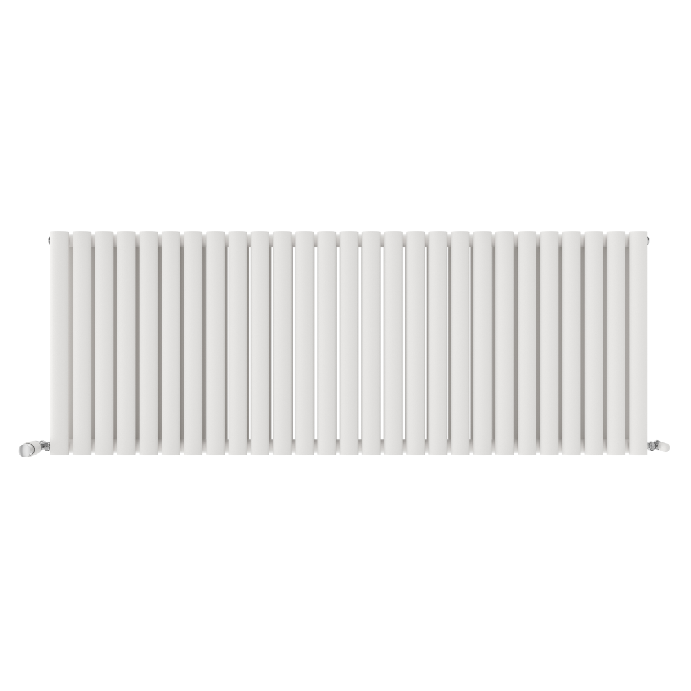 iBathUK Strata Horizontal Double Panel Oval Radiator, Wall Mounted Designer Radiator, High Heat Output, Matt Anthracite, 600 x 1440mm