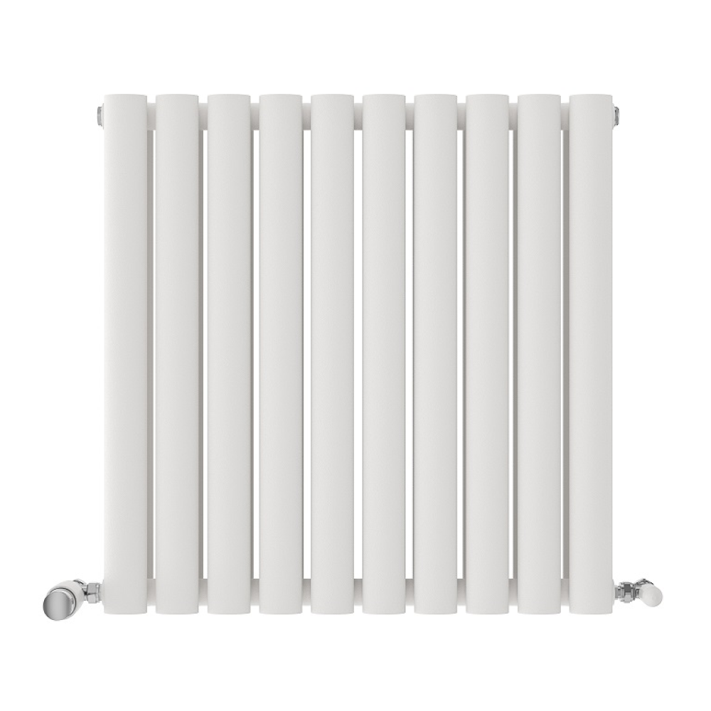 iBathUK Strata Horizontal Double Panel Oval Radiator, Wall Mounted Designer Radiator, High Heat Output, Matt Anthracite, 600 x 1440mm