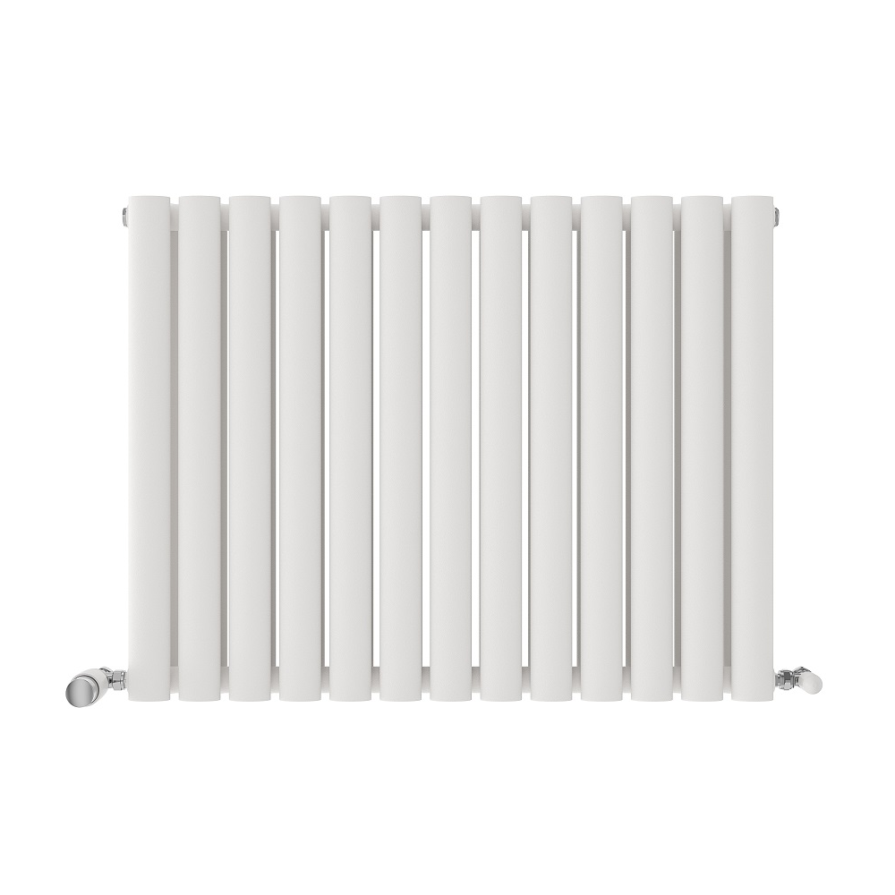 iBathUK Strata Horizontal Double Panel Oval Radiator, Wall Mounted Designer Radiator, High Heat Output, Matt Anthracite, 600 x 1440mm