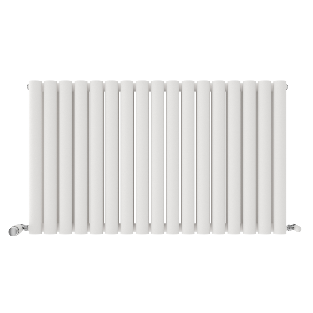 iBathUK Strata Horizontal Double Panel Oval Radiator, Wall Mounted Designer Radiator, High Heat Output, Matt Anthracite, 600 x 1440mm
