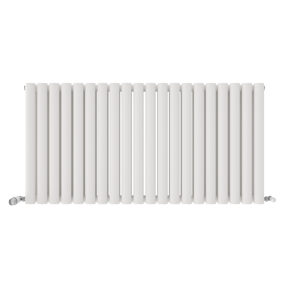 iBathUK Strata Horizontal Double Panel Oval Radiator, Wall Mounted Designer Radiator, High Heat Output, Matt Anthracite, 600 x 1440mm