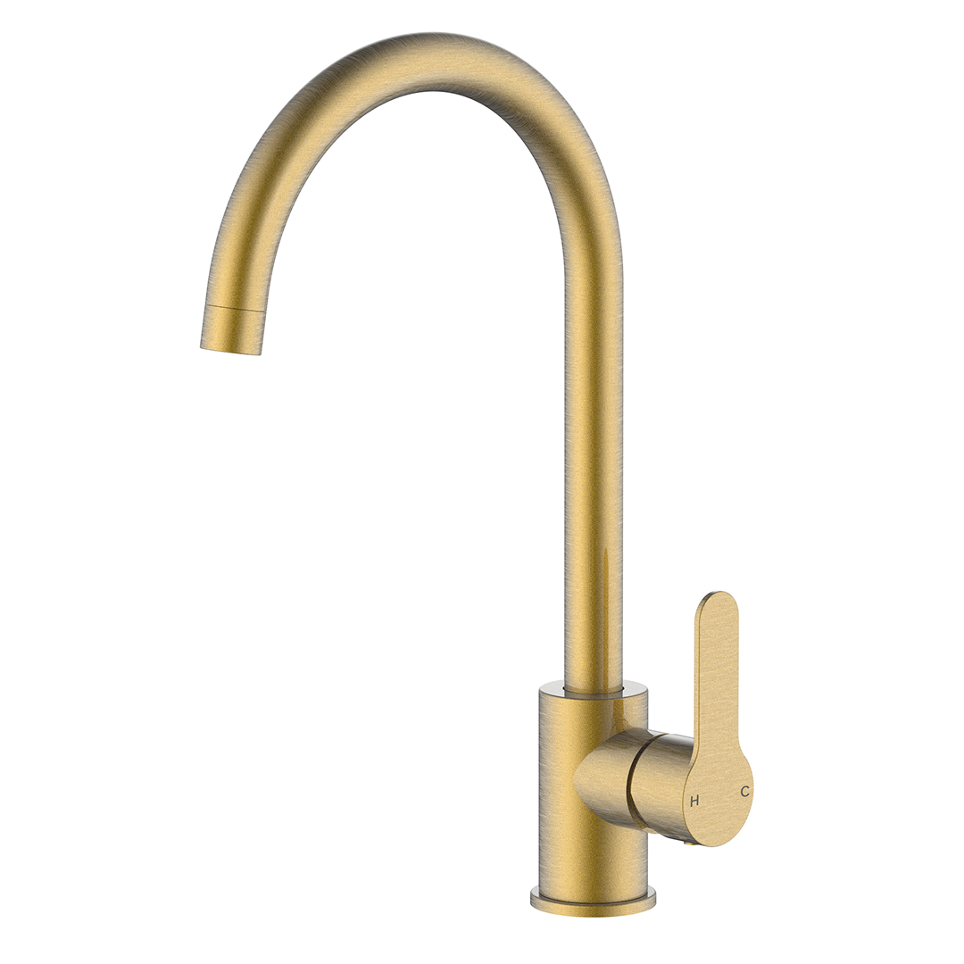 VeeBath Henry Stainless Steel Kitchen Mixer Tap, Stainless Steel Single Lever Sink Mixer Tap, Top Fix Deck Mounted Design