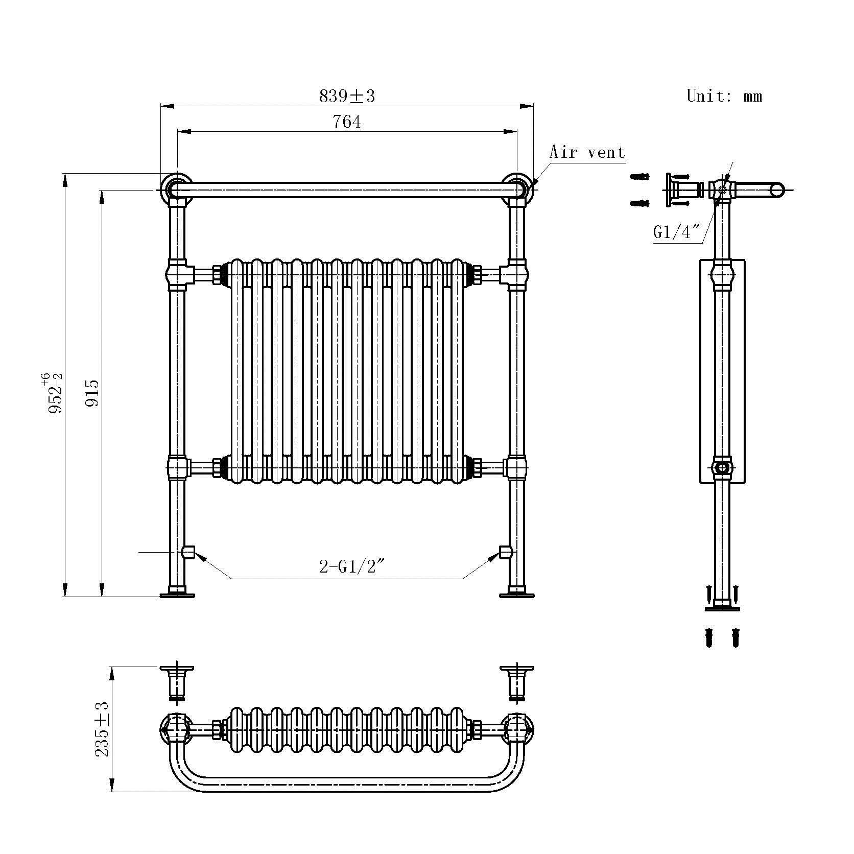 Traditional Vintage Vertical Heated Towel Rail - Chrome/White