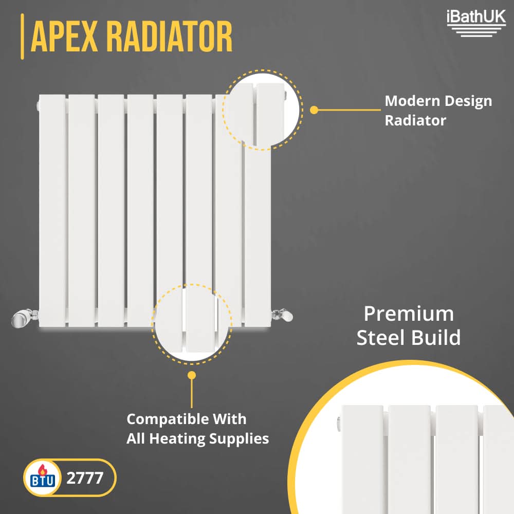 iBathUK Apex Horizontal Double Panel Slim Flat Radiator, Designer Radiator, UK Radiators, Slim Radiators