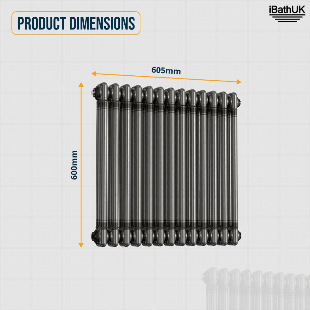 Helena Traditional Horizontal Column Radiator - Raw Metal