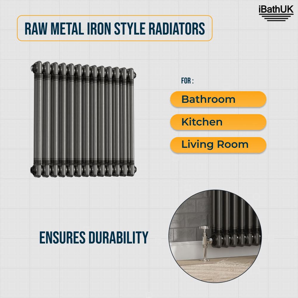 Helena Traditional Horizontal Column Radiator - Raw Metal