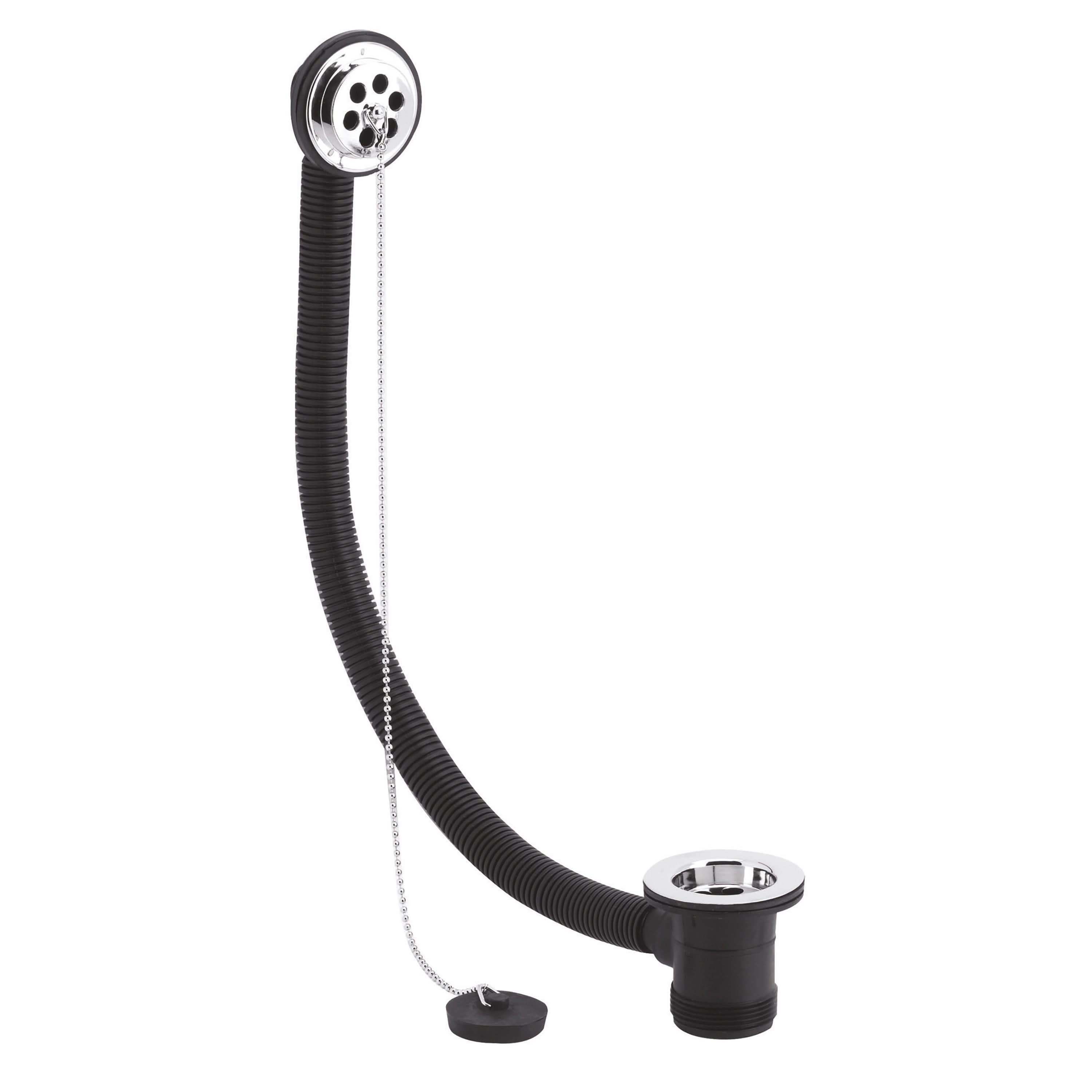 Nuie Bath Waste With Overflow Brass Poly Plug And Ball Chain - Chrome