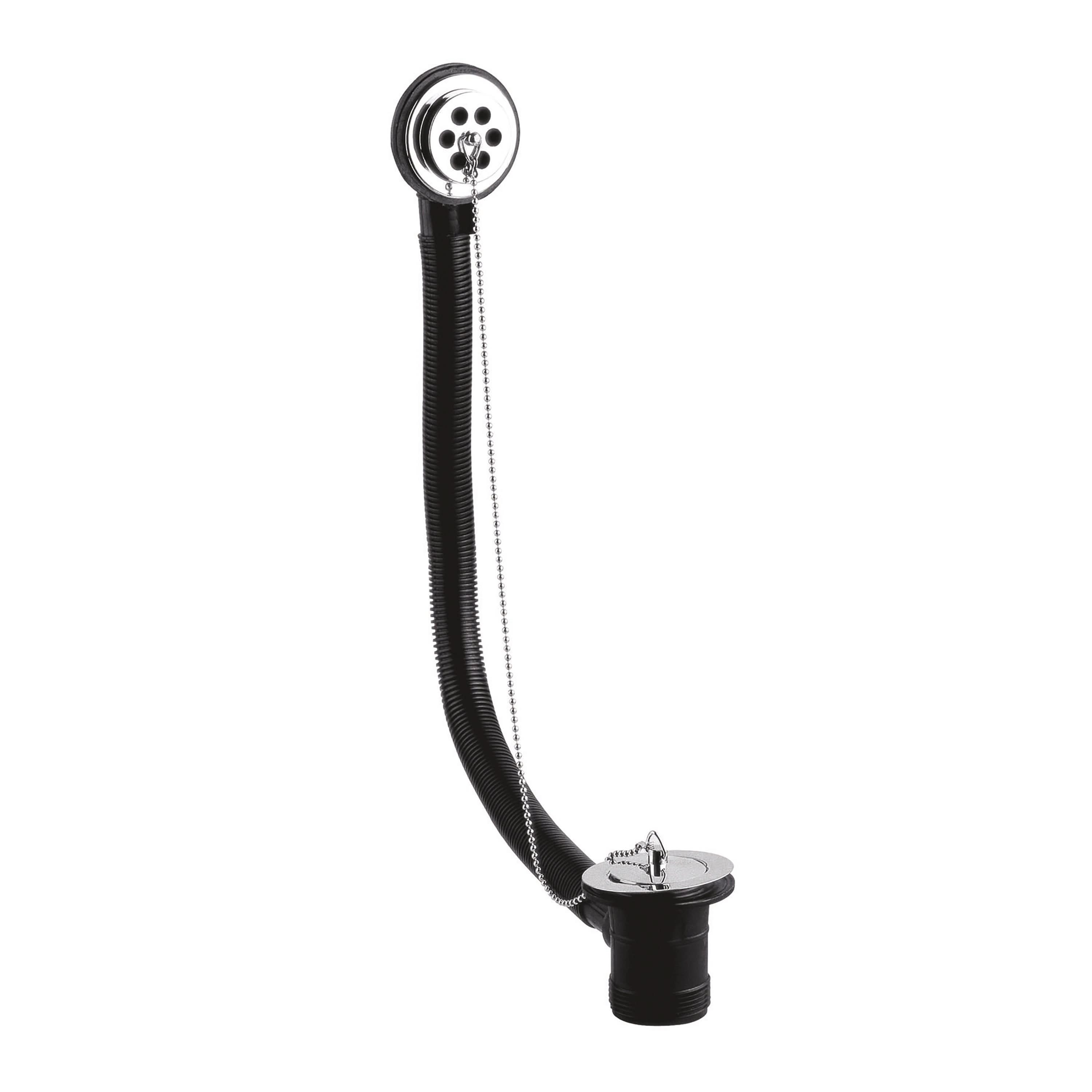 Nuie Contract Bath Waste With Overflow Brass Plug And Ball Chain - Chrome