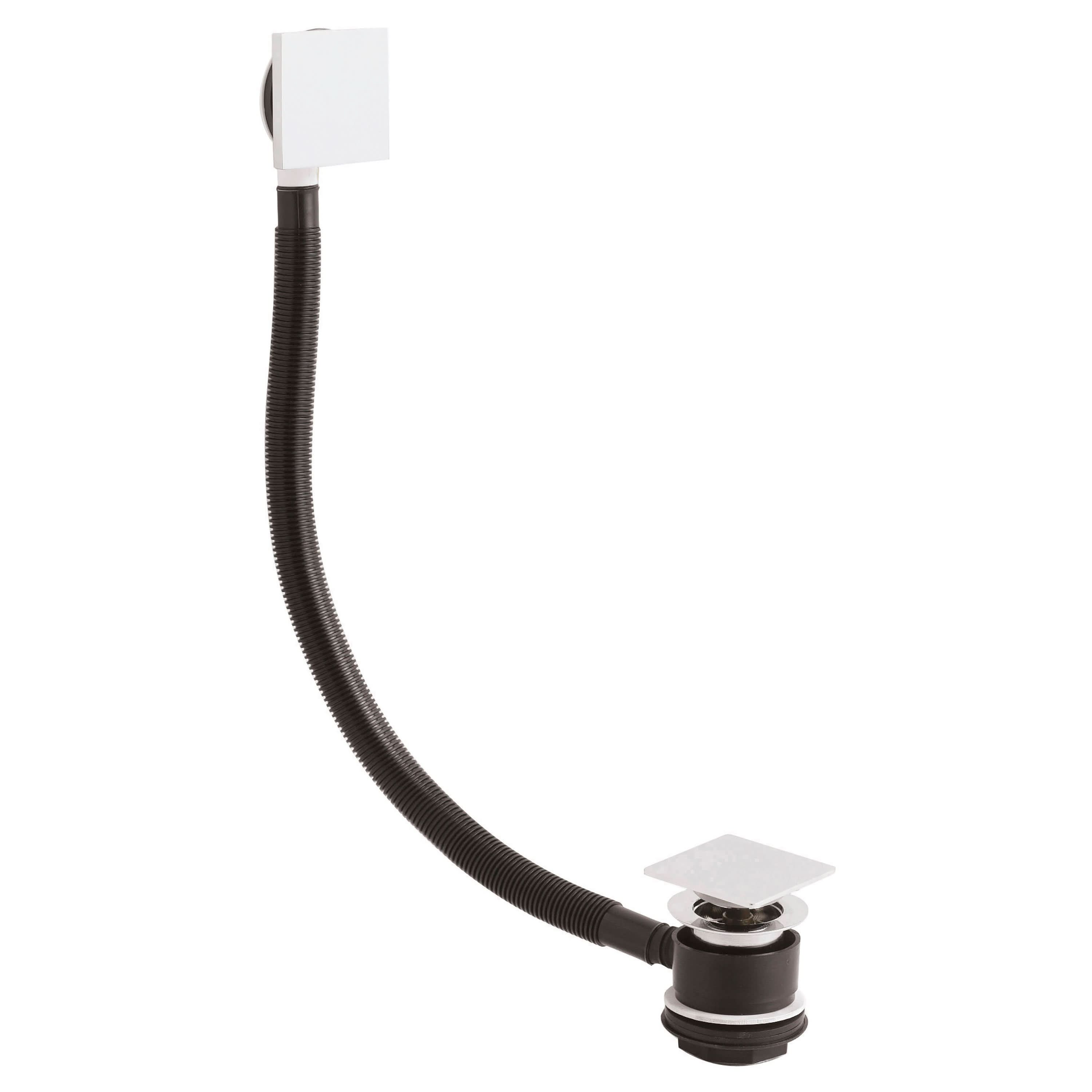 Nuie Square Press Top Bath Waste With Designer Overflow - Chrome