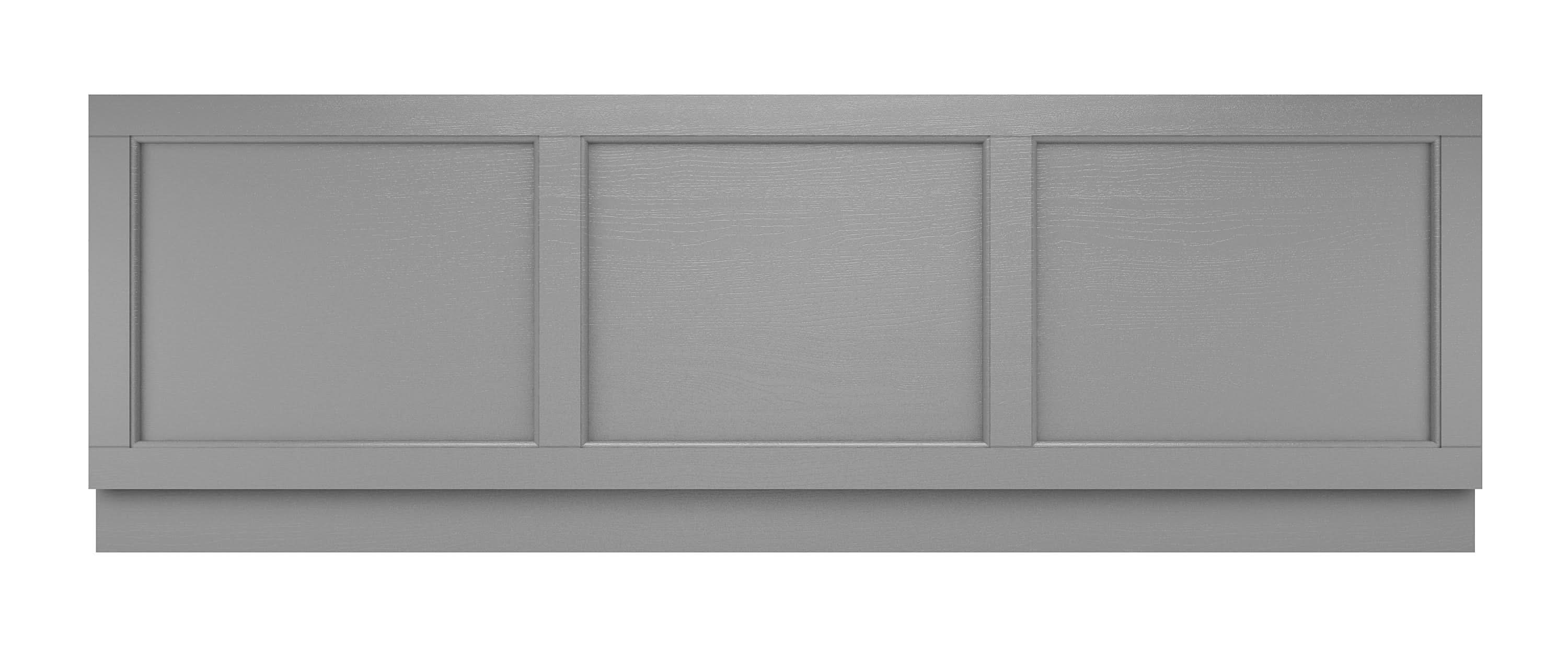 Old London Straight Front Bath Panel, Modern Bath Panel for Classic Straight Baths, Durable Bathroom Furniture Accessory in Smooth Woodgrain Storm Grey Finish, 1700mm