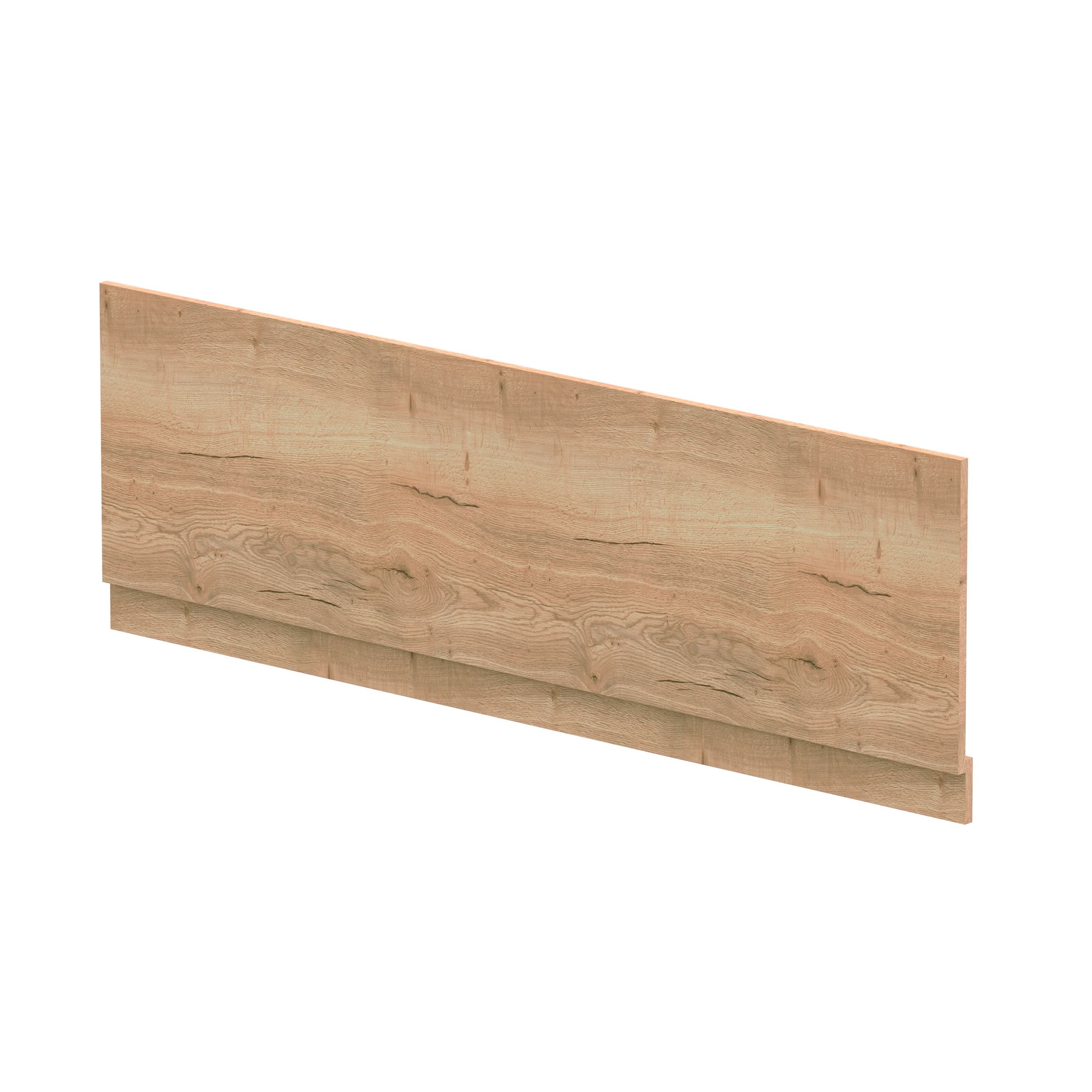 Hudson Reed Straight Baths Front Bath Panel and Plinth, Durable Flat Pack Construction for Modern Bathroom Wall Panels in Autumn Oak Woodgrain Finish, 1700mm