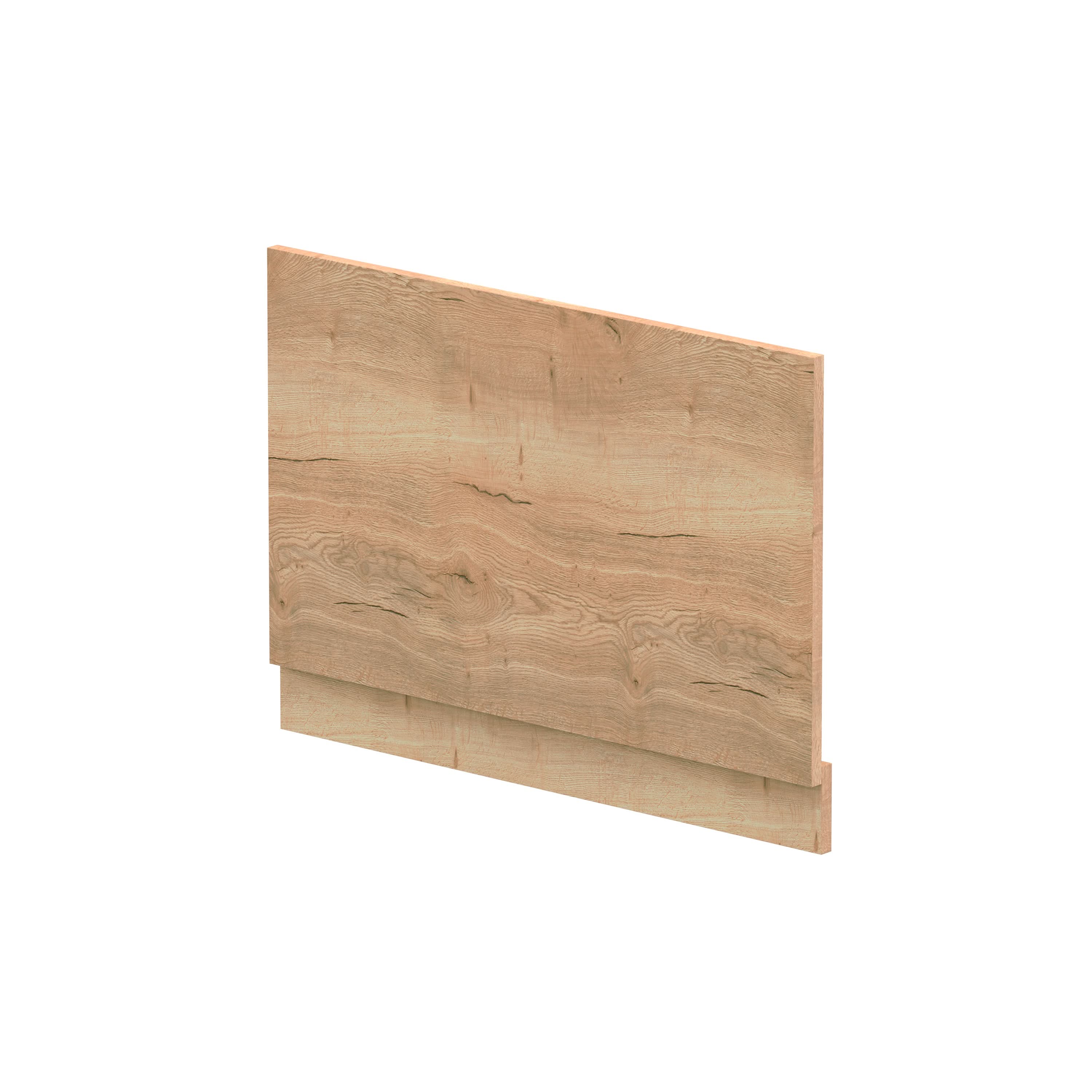 Hudson Reed Straight Baths End Bath Panel and Plinth, Durable Flat Pack Construction for Modern Bathroom Wall Panels in Autumn Oak Woodgrain Finish, 800mm