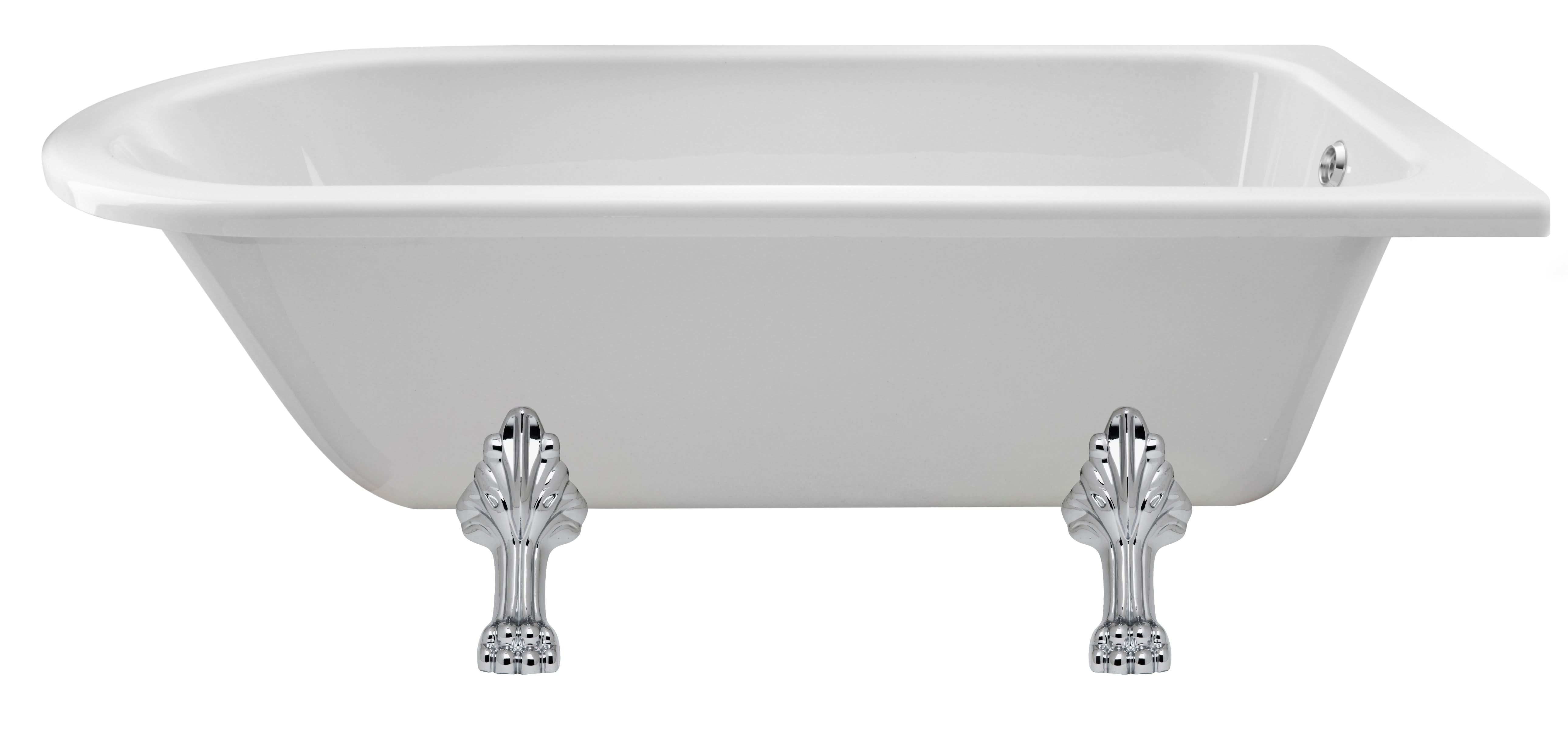 Old London Winterburn Freestanding Bath Tub with Pride Leg Set, Durable Single Ended Traditional Bathroom Style in White, 1700mm