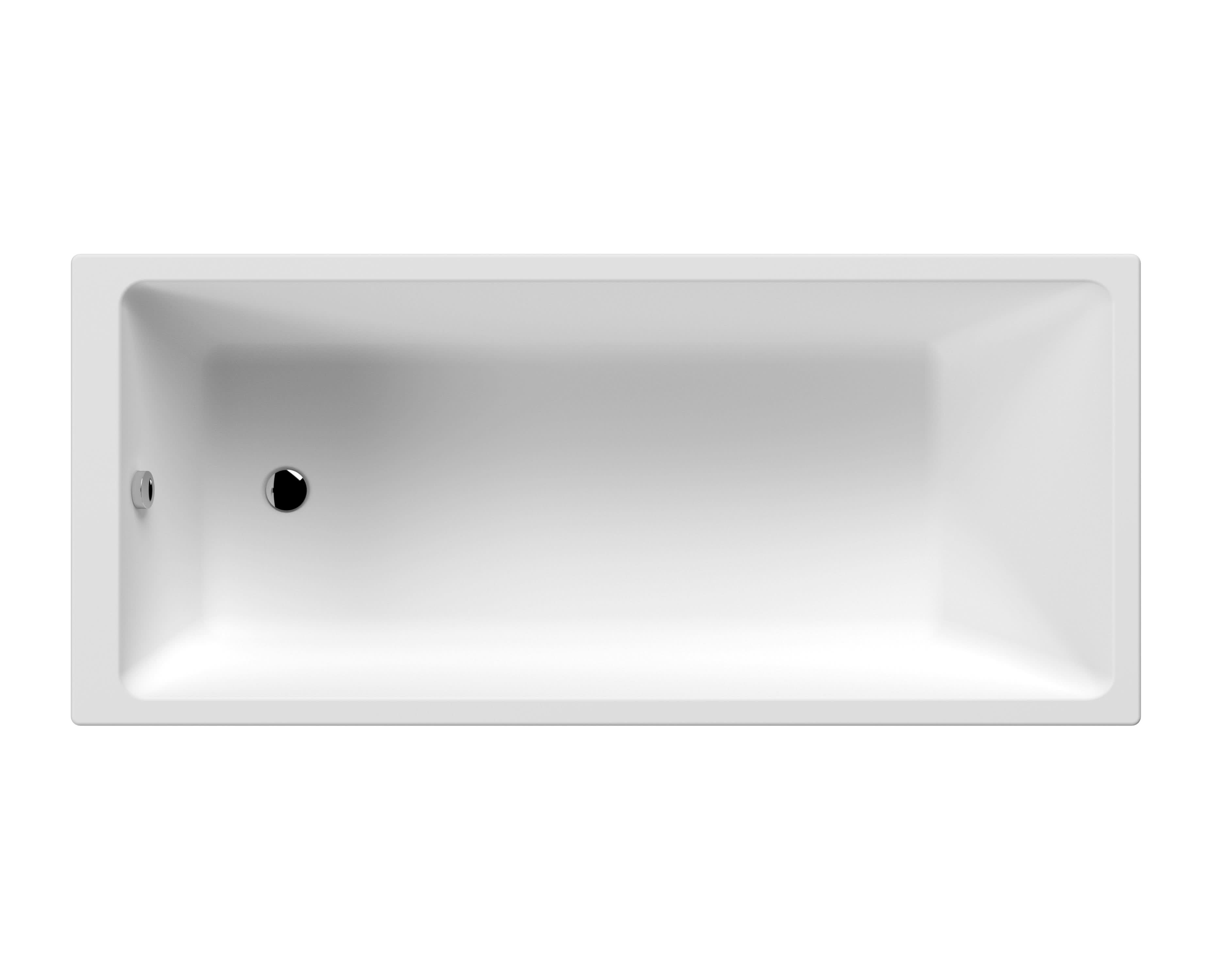 Nuie Thin Edge Single Ended Bath with Leg Set, Durable Acrylic Minimalist Square Design Compatible with Bath Panels & Screens for Modern Bathrooms in White, 1700 x 750mm