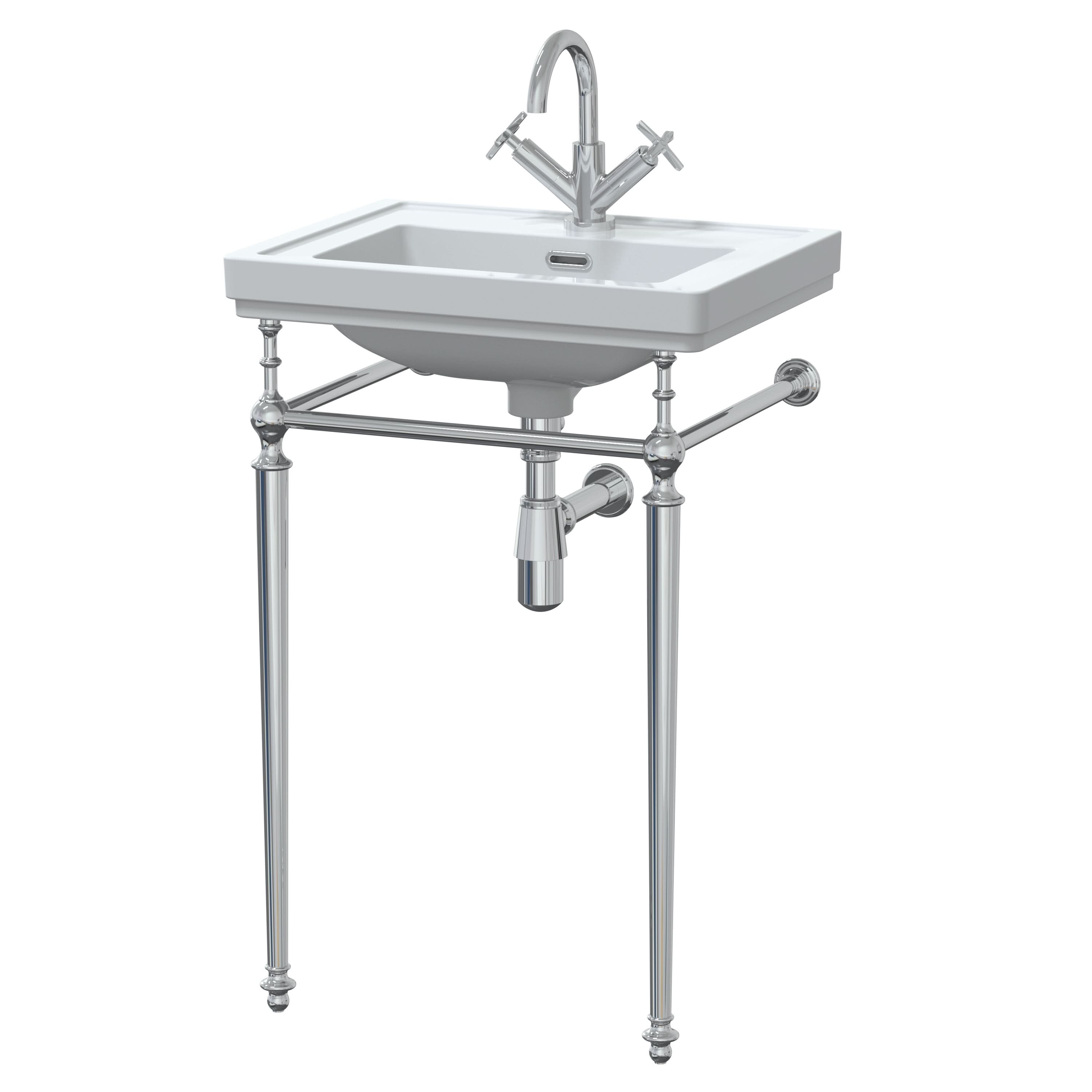 Nuie 500mm 1Tap Hole Basin with Traditional Stand, Pedestal Bathroom Basin, White