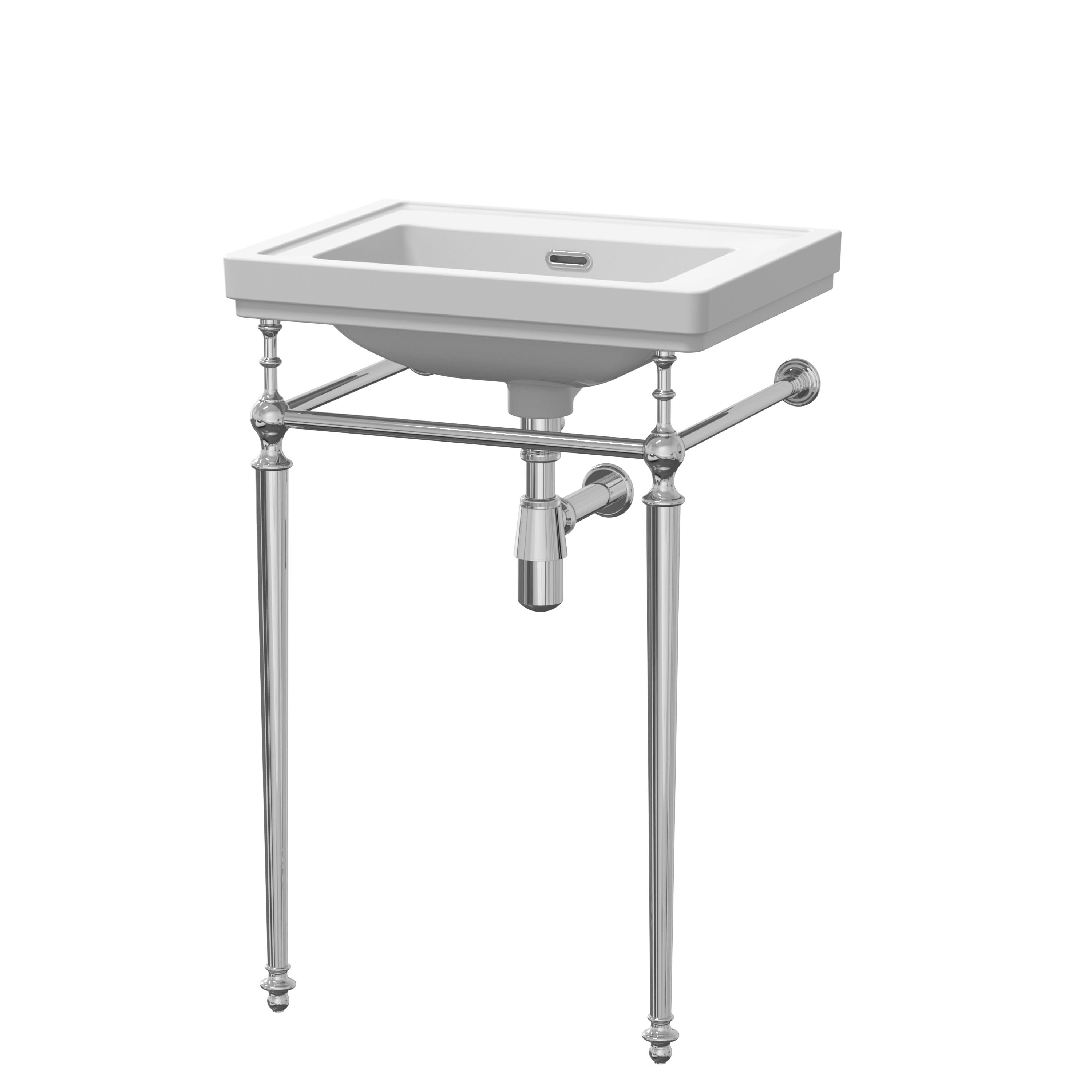 Nuie 500mm without Tap Hole Basin with Traditional Stand, Pedestal Bathroom Basin, White