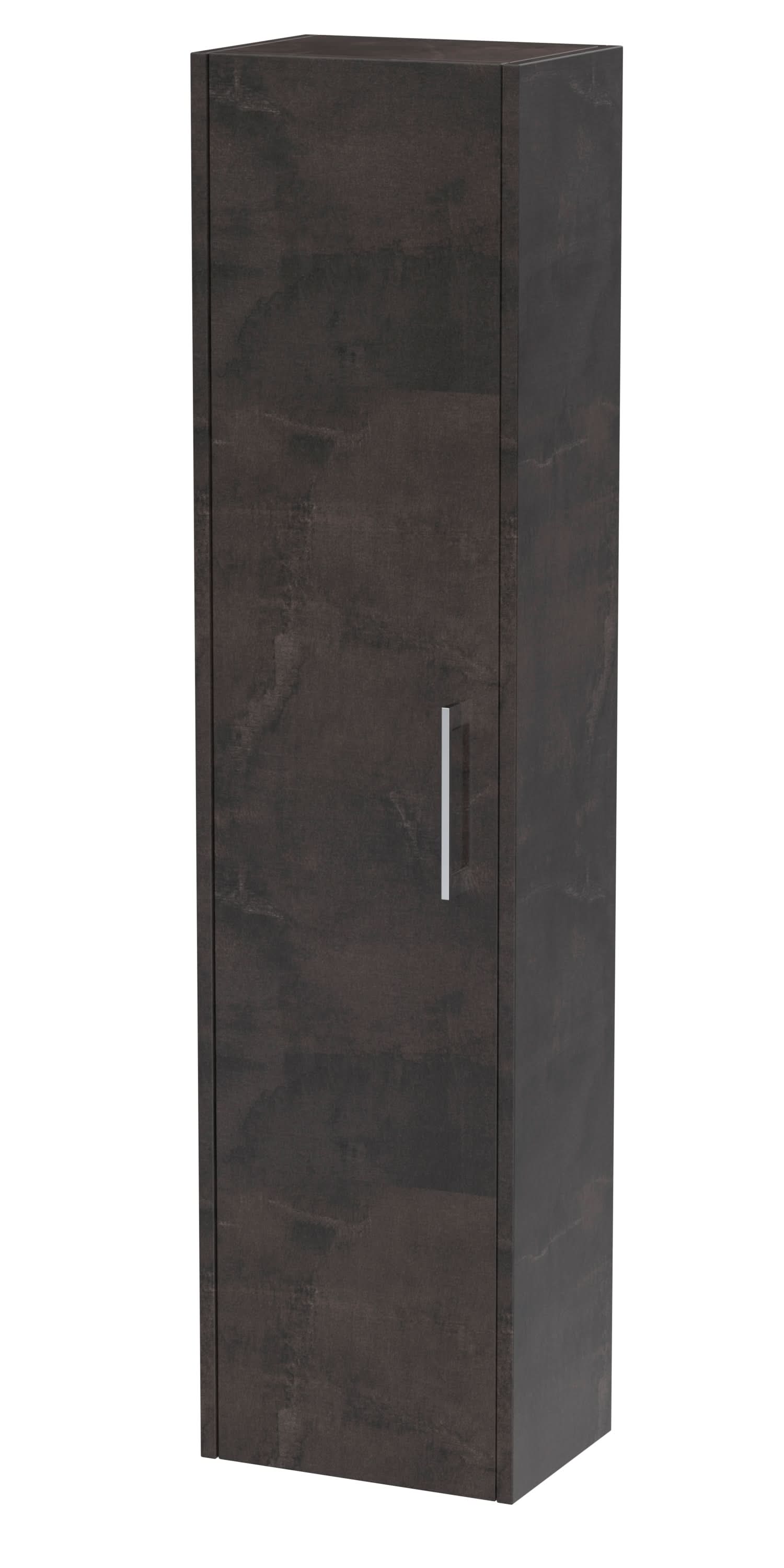 Hudson Reed Juno Wall Mounted Single Door Tall Unit, Modern Bathroom Storage Cabinet with D-Shape Handle in Metallic Slate, 350mm