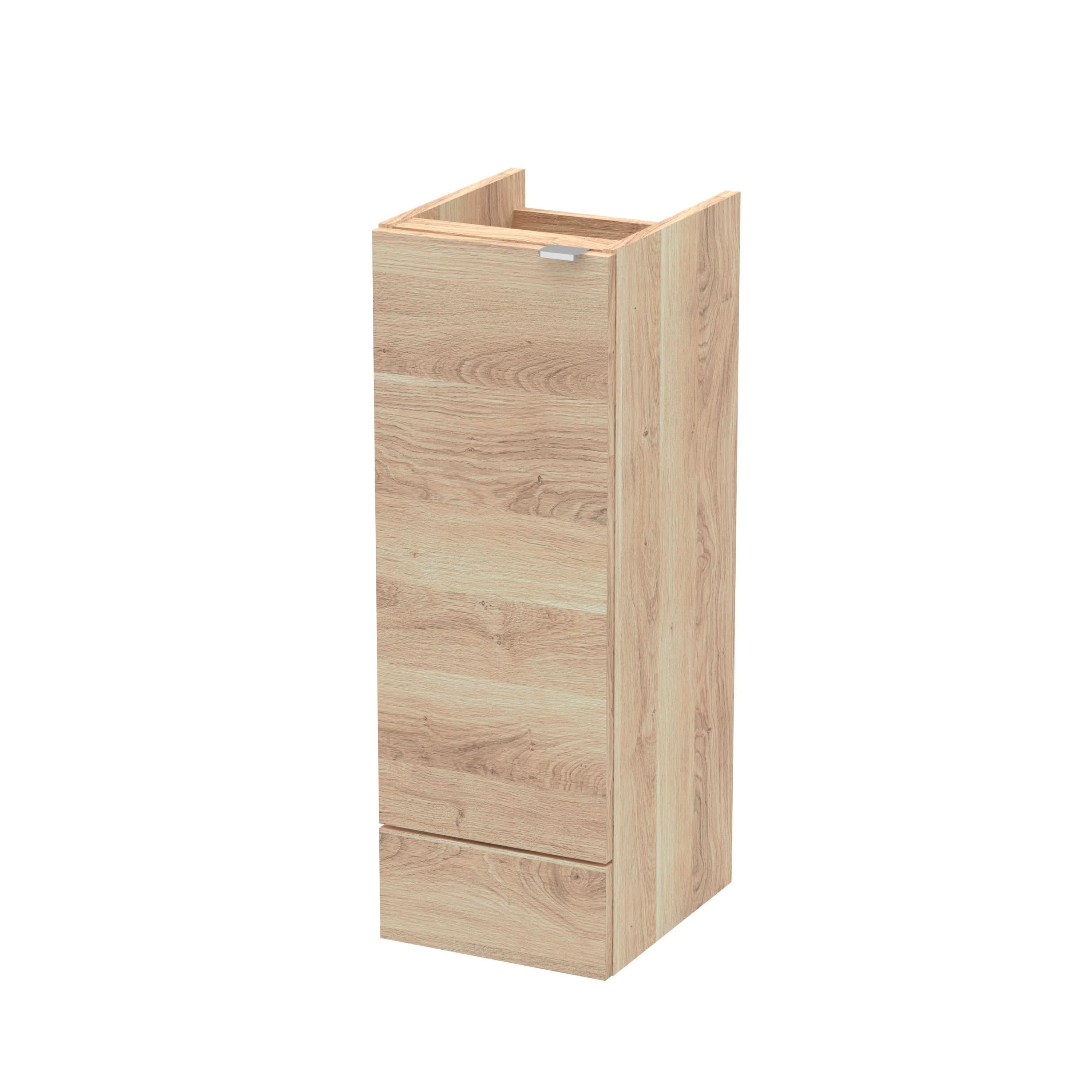 Hudson Reed Fusion Floor Standing Vanity Unit with 1 Soft Close Door Base Cabinet, Bathroom Sink Vanity in Bleached Oak, 300mm