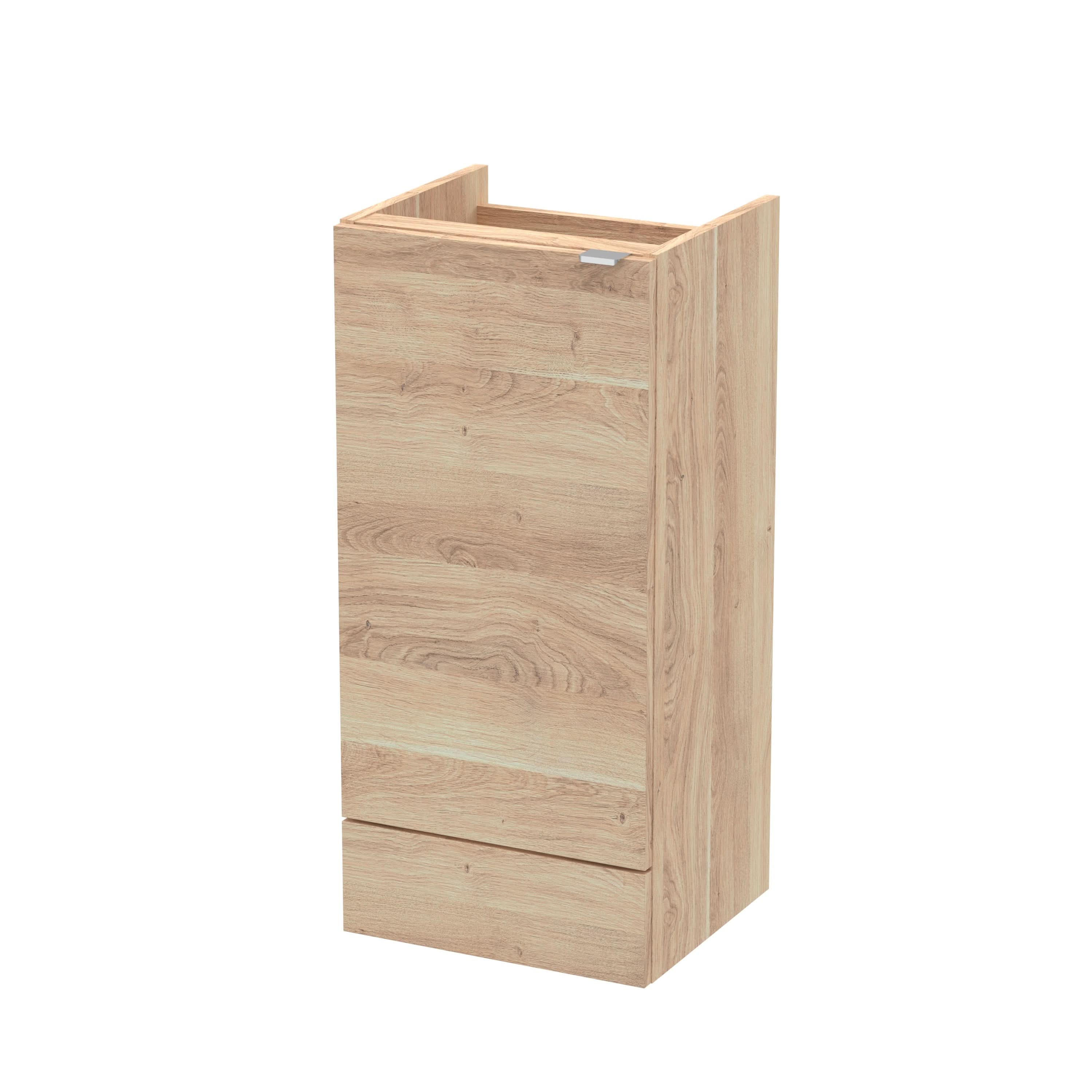 Hudson Reed Fusion Floor Standing Vanity Unit with 1 Soft Close Door Base Cabinet, Bathroom Sink Vanity in Bleached Oak, 400mm