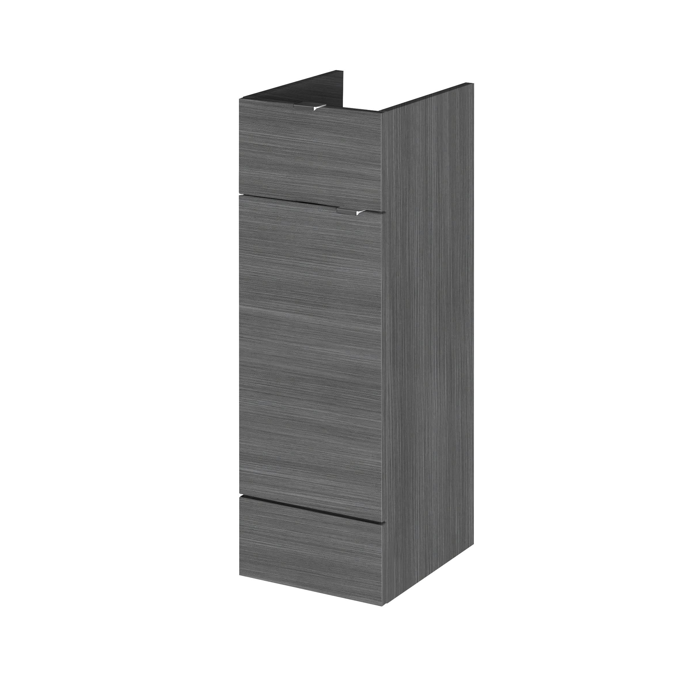 Hudson Reed Fusion Floor Standing Vanity Unit, Soft Close Single Door and Drawer Bathroom Sink Storage in Anthracite Woodgrain, 300mm