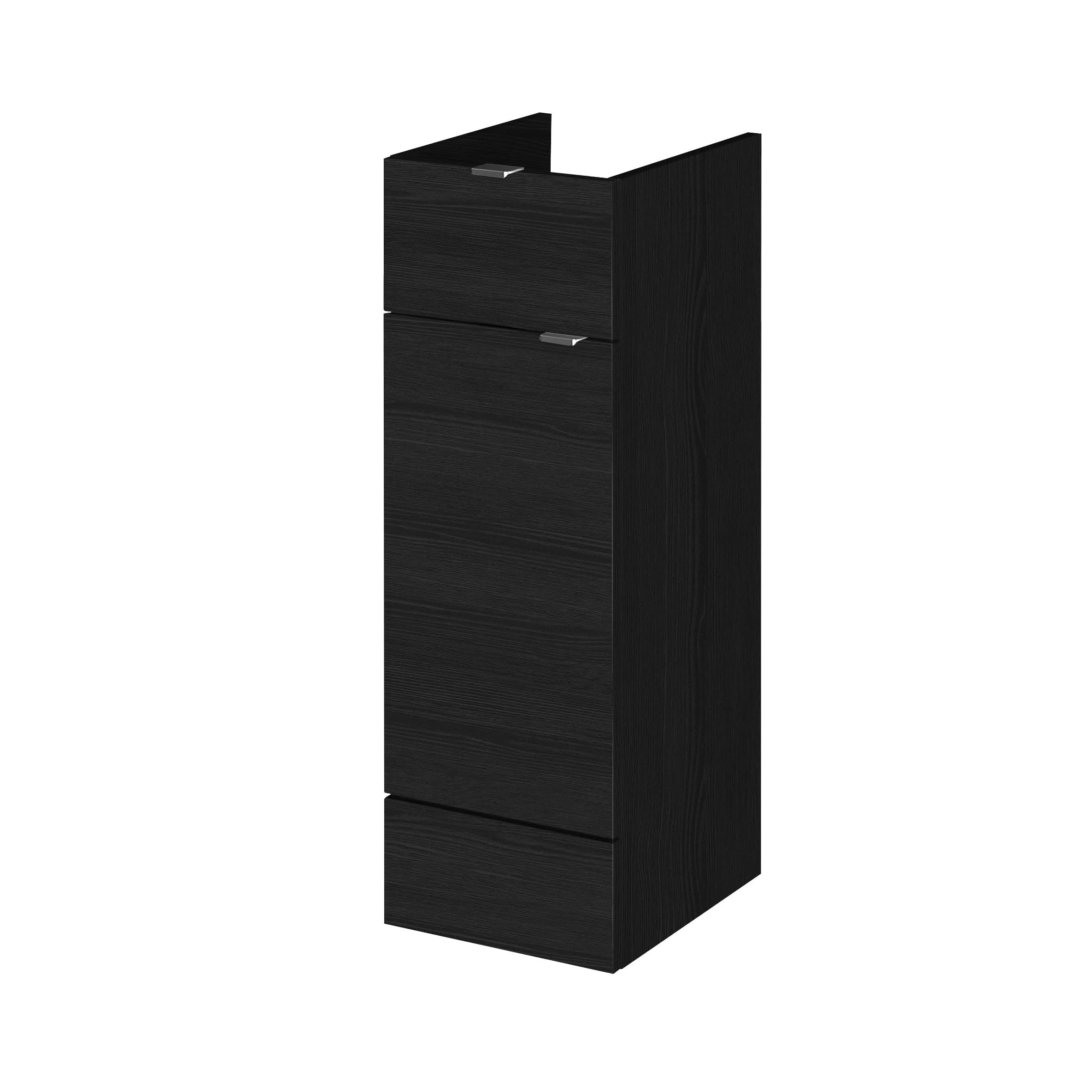 Hudson Reed Fusion Floor Standing Vanity Unit, Soft Close Single Door and Drawer Bathroom Sink Storage in Charcoal Black, 300mm