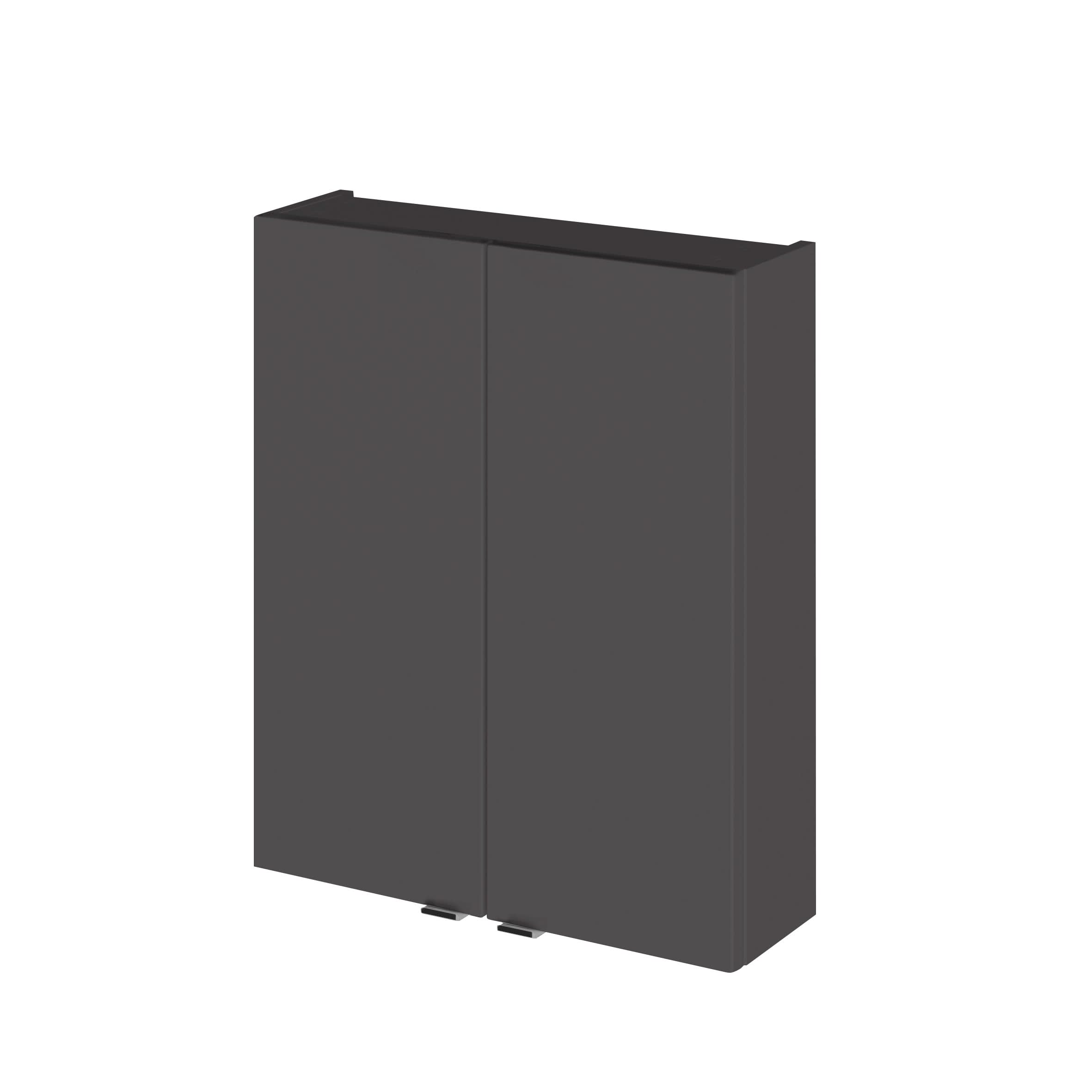 Hudson Reed Fusion Wall Hung with 2 Soft Close Door Cabinet, Modern Bathroom Vanity Unit with Storage in Gloss Grey, 500mm