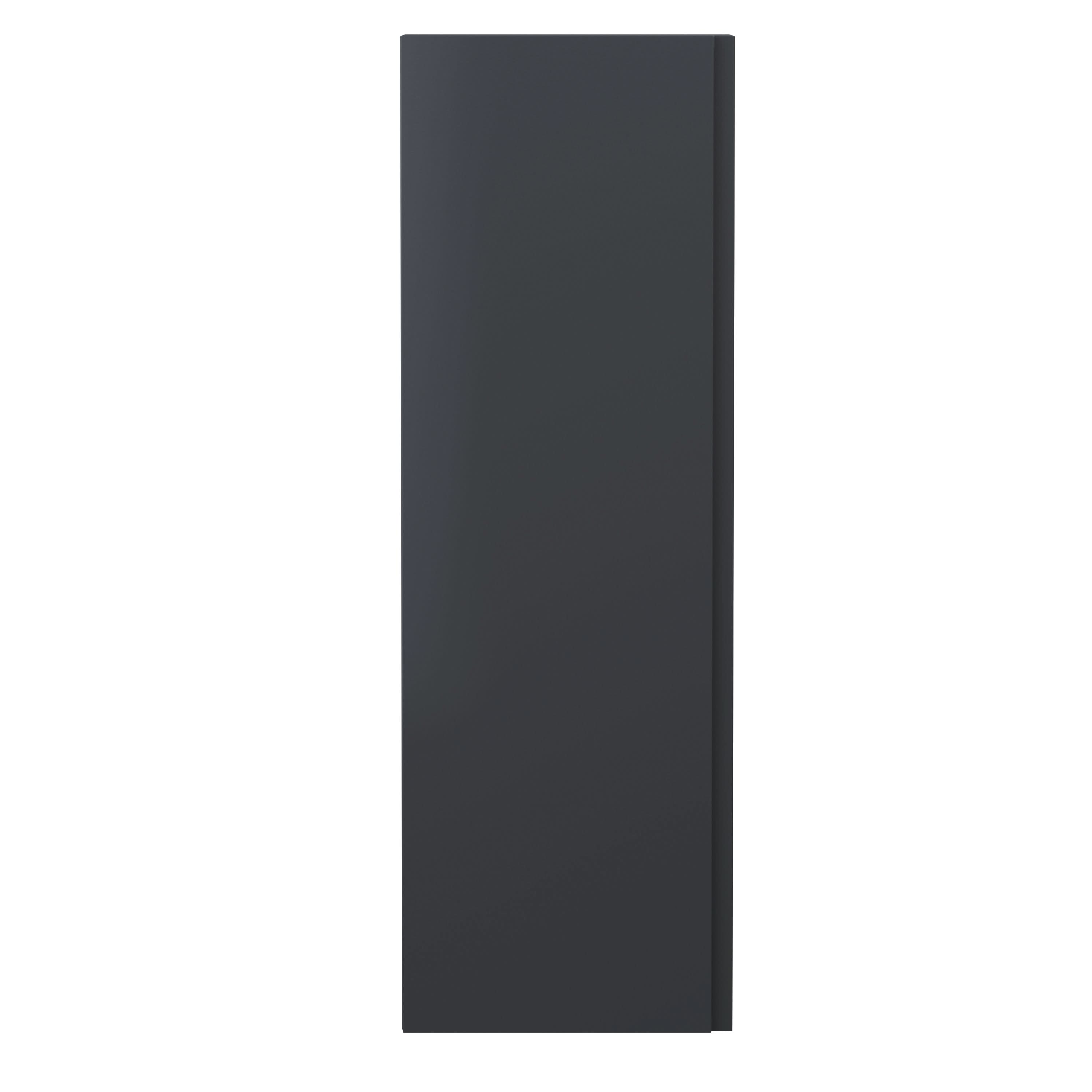 Hudson Reed Urban Wall Hung Tall Unit with 1 Soft Close Door and 3 Shelves, Modern Bathroom Storage Cabinet in Soft Black, 400mm
