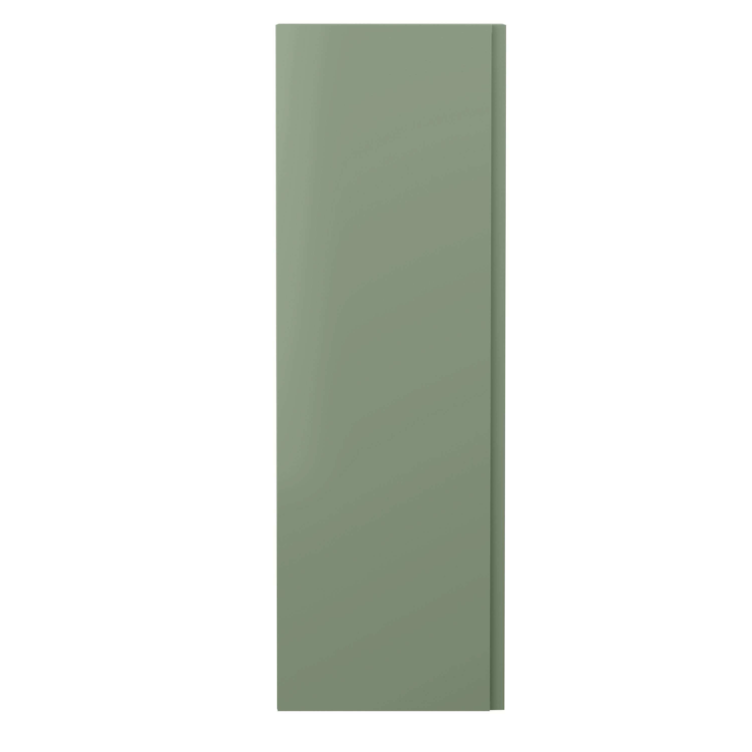 Hudson Reed Urban Tall Wall Hung Unit 1 Soft-Close Door with 3 Shelves, Modern Bathroom Storage Cabinet in Satin Green, 400x1200mm