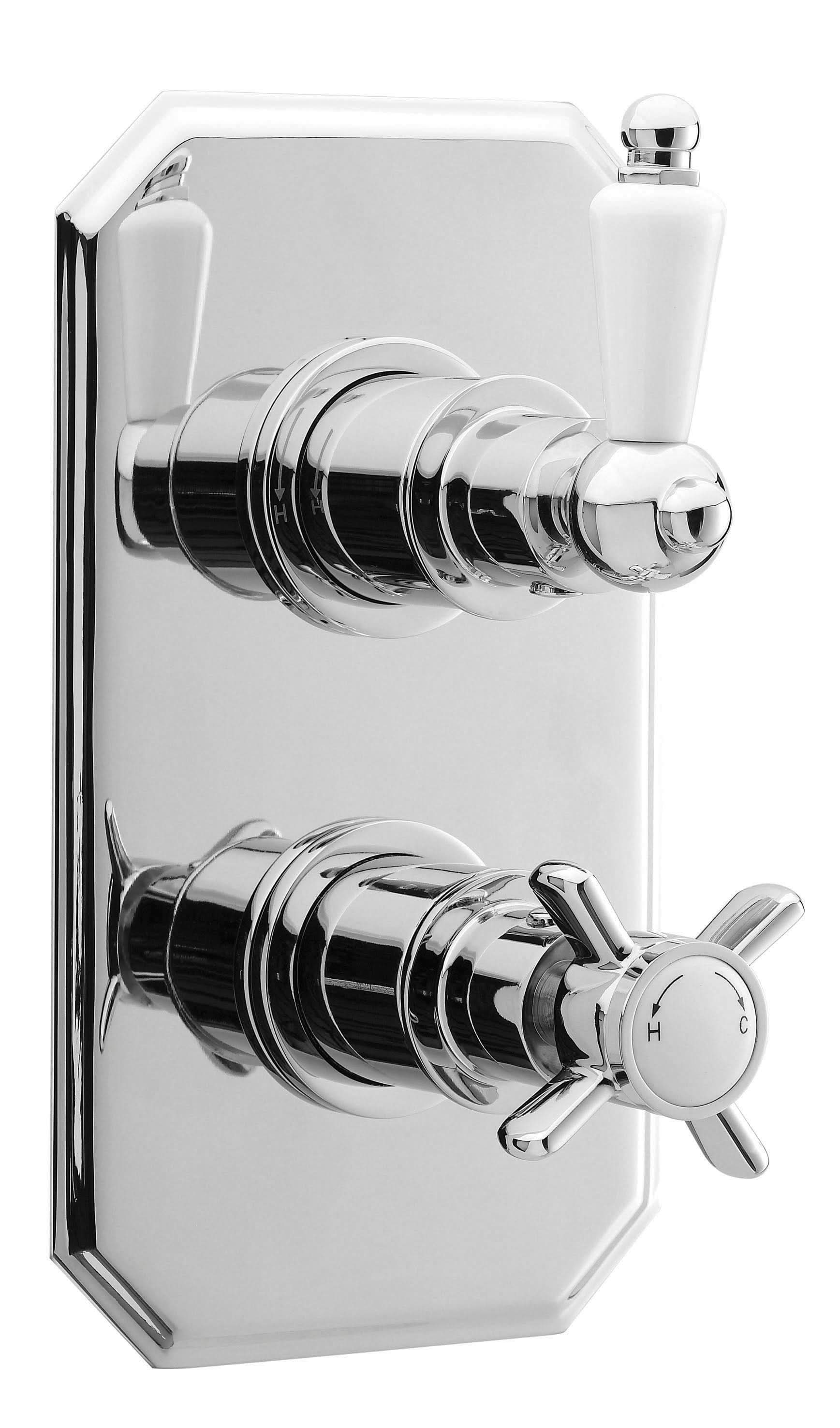 Nuie Edwardian Dual Handle 1 Outlet Concealed Shower Valve - Chrome