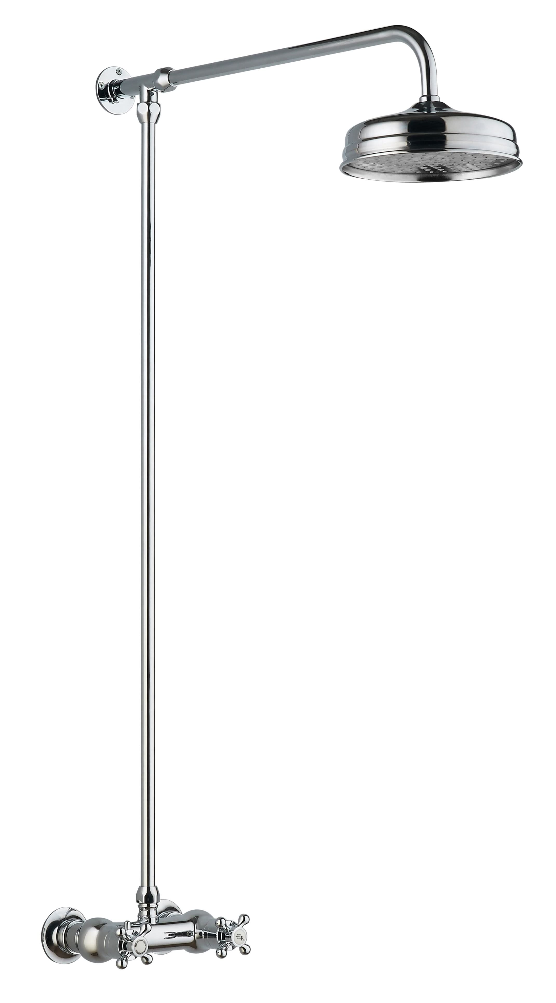 Nuie Thermostatic Bar Shower Valve Kit And Fixed Head - Chrome/White